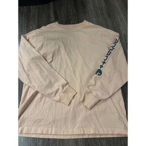 Carhartt Loose Fit Long Sleeve T Shirt Peach Logo Graphic Size Medium